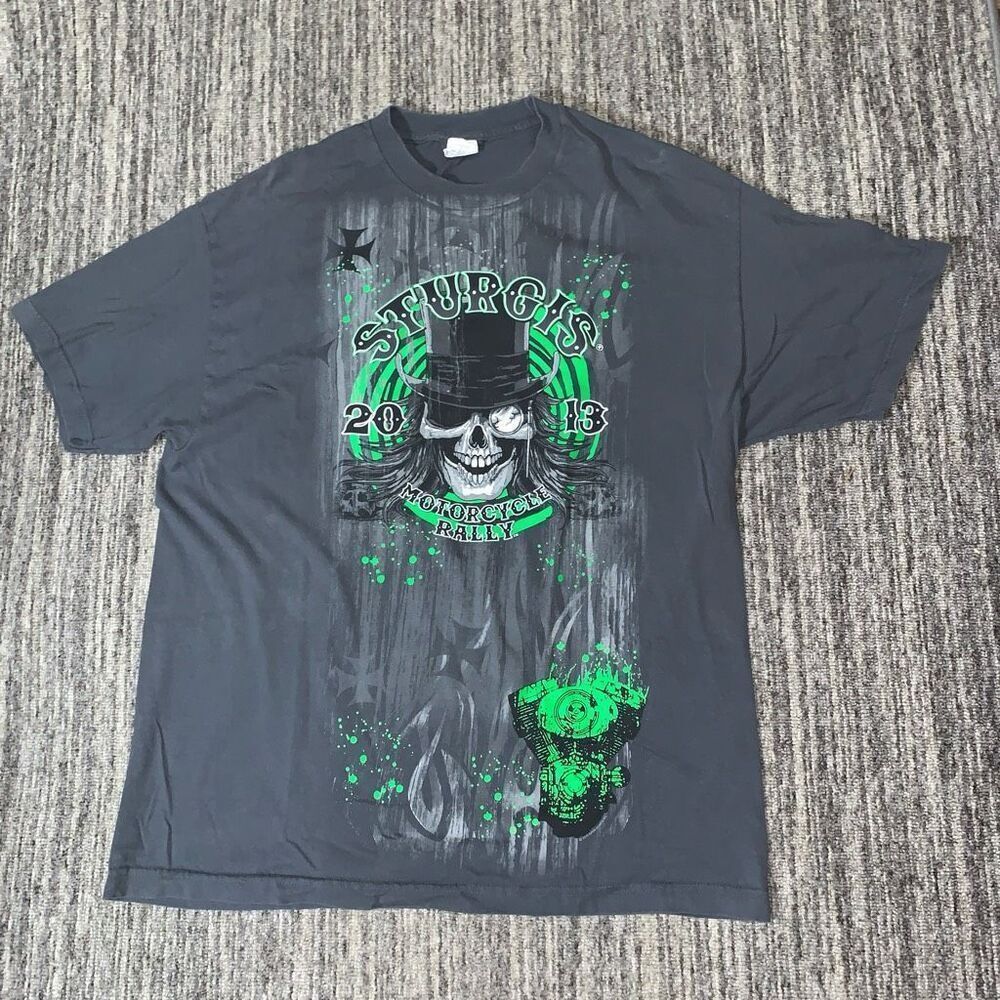 2013 Alstyle Sturgis Mens XL South Dakota Skull T Shirt Black Short Sleeve